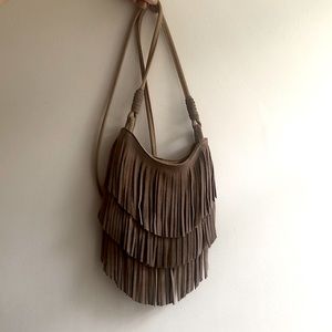 Suede Fringe Crossbody Bag